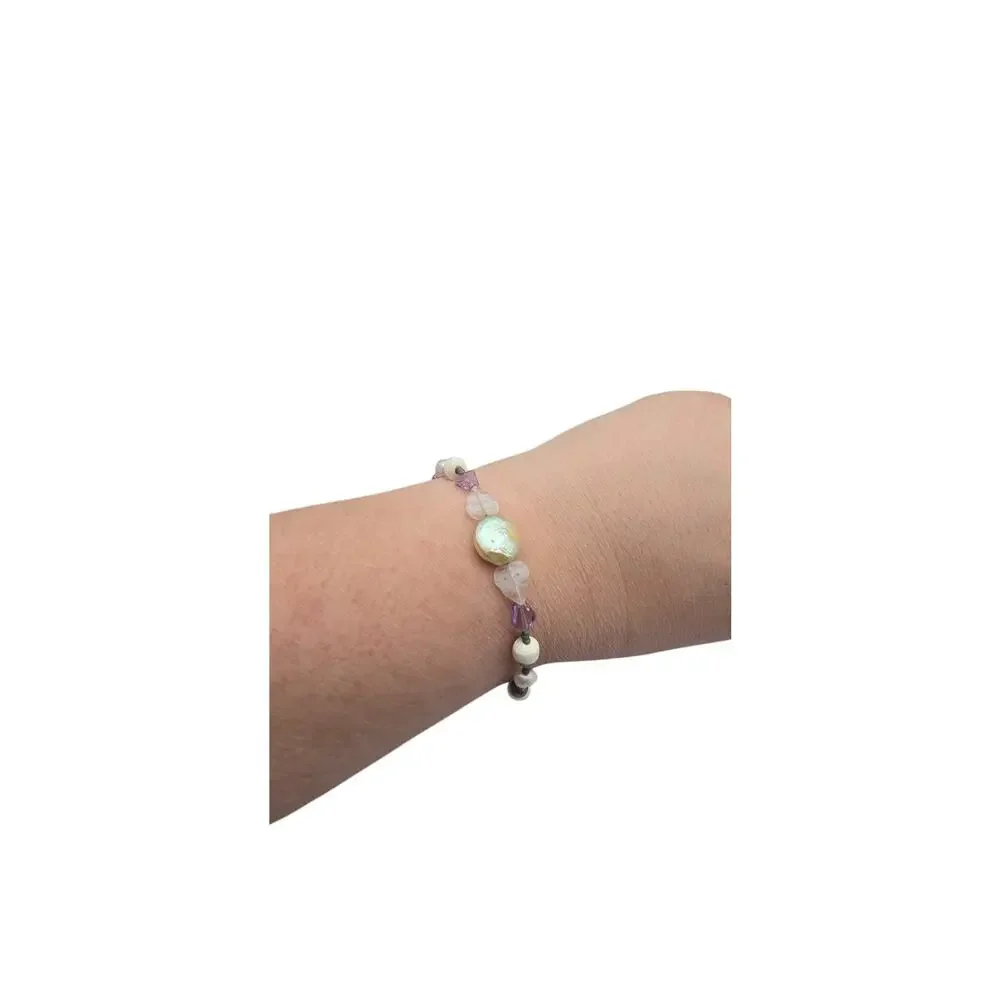 Lavender Pearl Beaded Bracelet Romantic Cottage Luxe